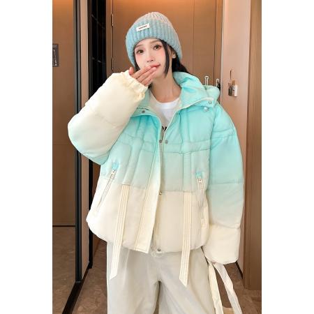 FA49483# 渐变连帽羽绒服女冬新短款小个子设计感超好看多巴胺外套 服裝批發女裝批發服飾貨源
