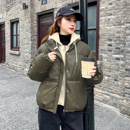 假两件连帽pu皮羽绒棉服女冬季新款韩版时尚保暖免洗外套潮 服裝批發女裝批發服飾貨源