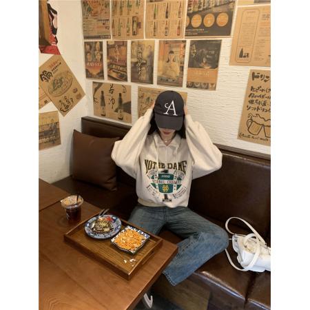 FA49506# 纯棉华棉复合春秋复古宽松慵懒风休闲百搭卫衣女 服裝批發女裝批發服飾貨源