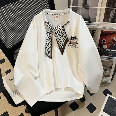 FA49507# 大码女装设计感不规则领带丝巾卫衣女春秋季 服裝批發女裝批發服飾貨源