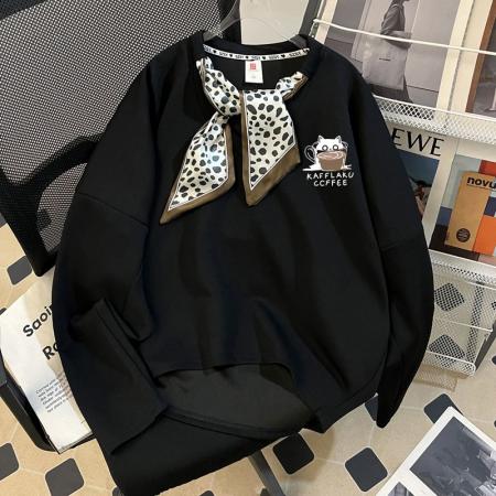 FA49507# 大码女装设计感不规则领带丝巾卫衣女春秋季 服裝批發女裝批發服飾貨源