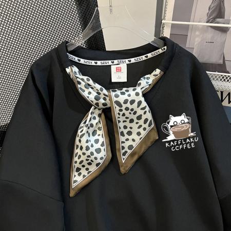 FA49507# 大码女装设计感不规则领带丝巾卫衣女春秋季 服裝批發女裝批發服飾貨源