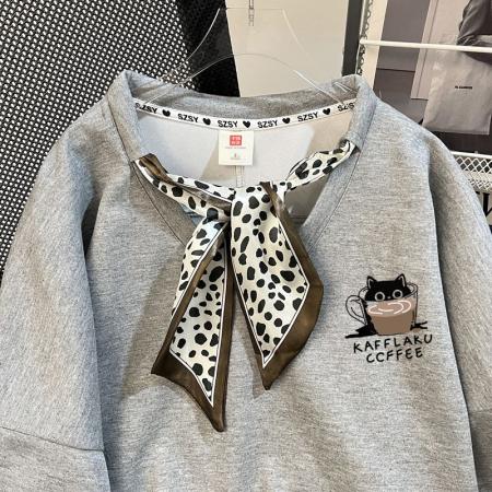 FA49507# 大码女装设计感不规则领带丝巾卫衣女春秋季 服裝批發女裝批發服飾貨源