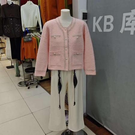 FA49508# 法式高级感小香风时尚气质上衣秋冬新款圆领长袖经典宽松毛衣外套 服裝批發女裝批發服飾貨源