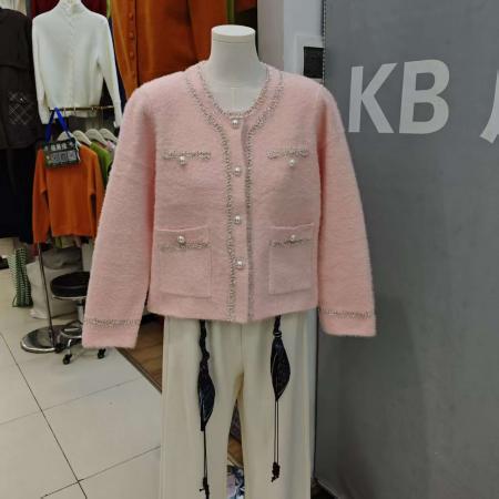 FA49508# 法式高级感小香风时尚气质上衣秋冬新款圆领长袖经典宽松毛衣外套 服裝批發女裝批發服飾貨源