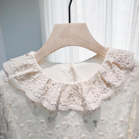 FA49520# 春秋蕾丝花边娃娃领外穿打底衬衫女小众百搭叠穿上衣