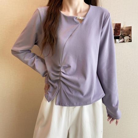 FA49535# 大码长袖加厚保暖收腰T恤时尚显瘦百搭减龄遮肉打底衫女