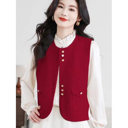 FA49546# 新款马甲外套女针织外搭开衫羊毛坎肩洋气叠穿马夹背心