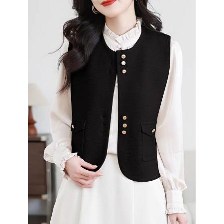 FA49546# 新款马甲外套女针织外搭开衫羊毛坎肩洋气叠穿马夹背心