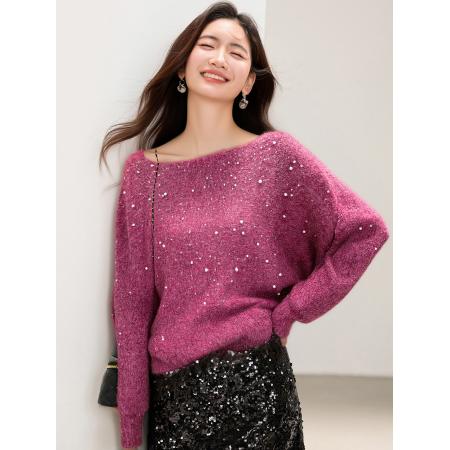 FA49556# 慵懒风圆领针织衫女冬宽松百搭显瘦上衣