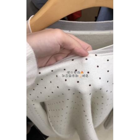 FA49562# 设计感小众网纱拼接波点长袖T恤女