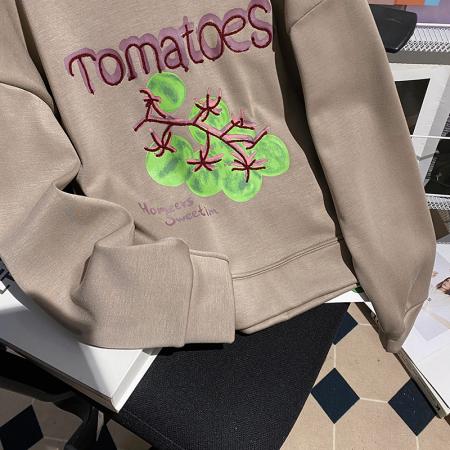 FA49564# 空气层复合真超加绒卫衣女秋冬季新款宽松圆领保暖上衣