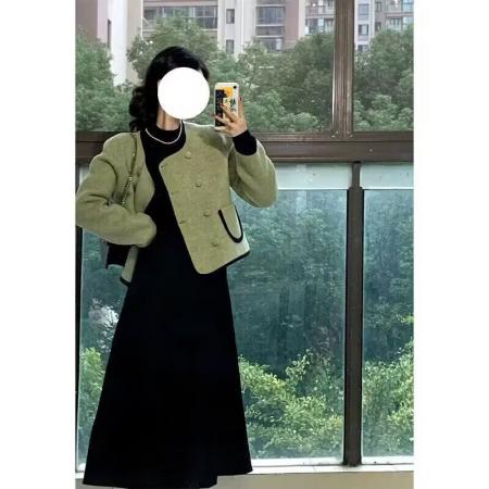 FA49604# 秋季新款女装套装韩剧小香风外套茶系连衣裙穿搭早秋装搭配一整套