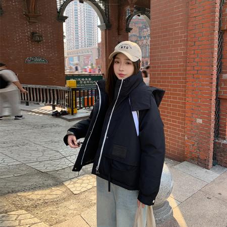 FA49616# 冬季新款外穿韩版宽松洋气拼接撞色短款欧货潮流棉服