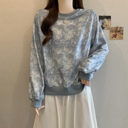 FA49624# 秋装新款高级感气质雪花圆领卫衣时尚洋气宽松百搭套头上衣