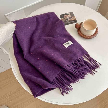 FA49633# 新款格子围巾女冬季高级感马海毛仿羊绒围巾学生百搭保暖披肩围脖