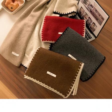 FA49637# 针织毛线围巾女冬季新款韩版围巾加厚学生情侣冬天百搭围脖