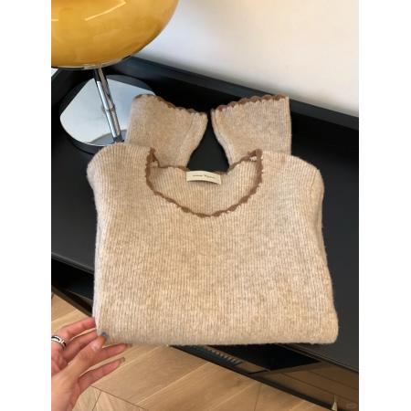 FA49647# 高级感圆领毛衣内搭打底衫女秋冬季新款洋气独特别致针织上衣