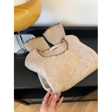 FA49647# 高级感圆领毛衣内搭打底衫女秋冬季新款洋气独特别致针织上衣