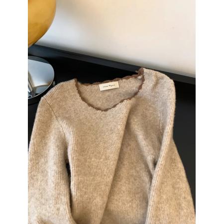 FA49647# 高级感圆领毛衣内搭打底衫女秋冬季新款洋气独特别致针织上衣