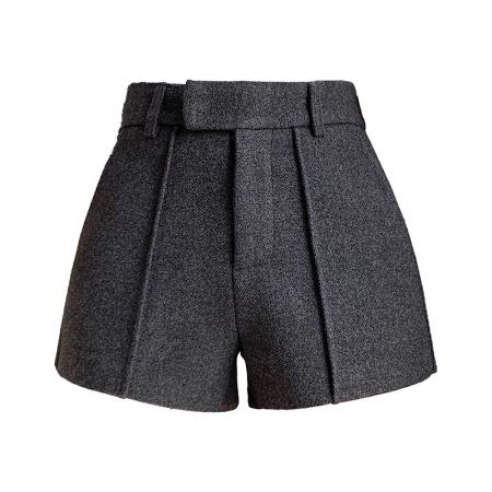 FA49653# 高级感辣妹a字靴裤女秋冬新款加厚毛呢高腰百搭显腿热裤短裤