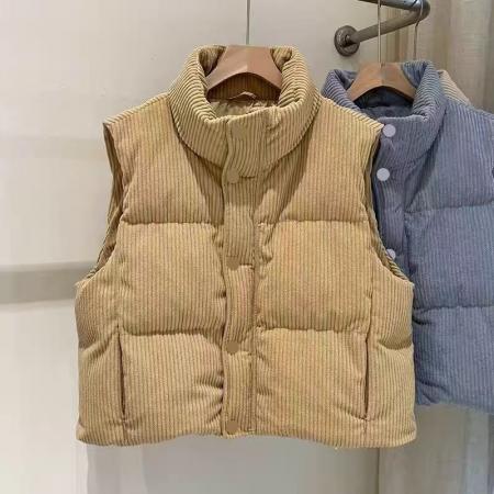 FA49677# 韩国东大门秋冬季灯芯绒羽绒棉服棉马甲女背心坎肩外套马夹女