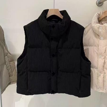 FA49677# 韩国东大门秋冬季灯芯绒羽绒棉服棉马甲女背心坎肩外套马夹女