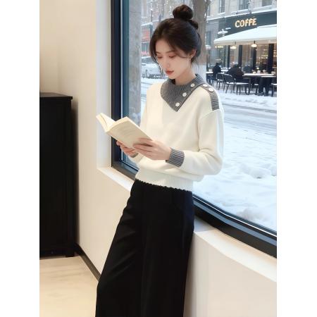 FA49680# 冬装减龄一整套超火小香风独特漂亮韩系针织衫休闲裤两件套潮