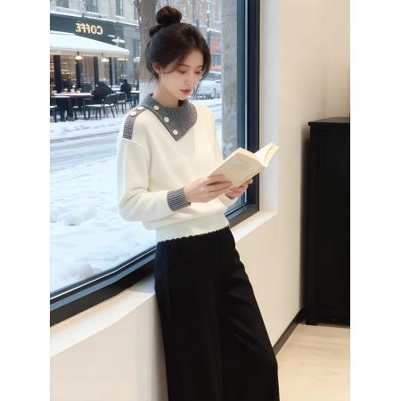 FA49680# 冬装减龄一整套超火小香风独特漂亮韩系针织衫休闲裤两件套潮