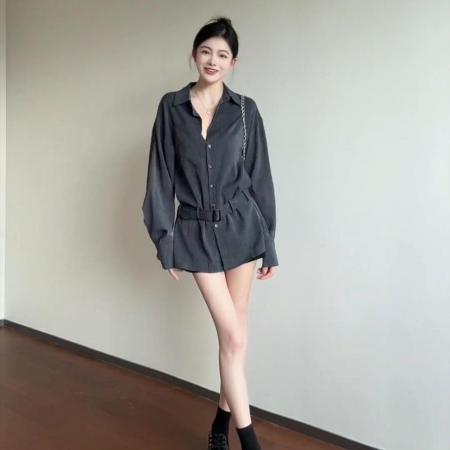 FA49697# 大码高级感复古条纹衬衫女装秋季新款设计感衬衣胖MM宽松显瘦上衣