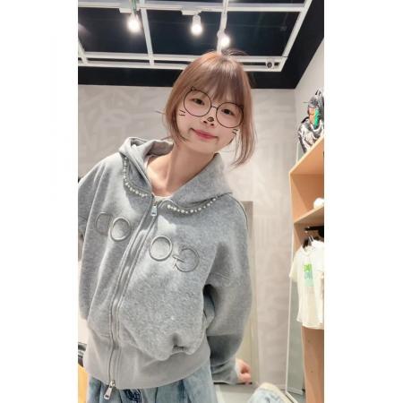 FA49716# 薄款原版做工刺绣+钉珠后包领纯棉华棉复合卫衣女