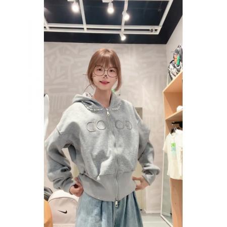 FA49716# 薄款原版做工刺绣+钉珠后包领纯棉华棉复合卫衣女