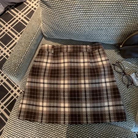 FA49737# 秋冬复古格子半身裙