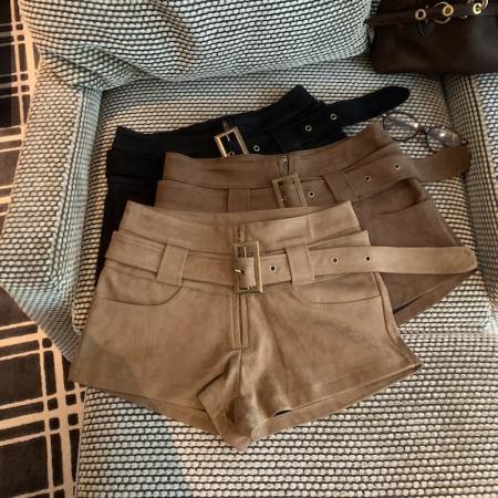 FA49738# 夏季秋冬鹿茸皮设计感辣妹短裤