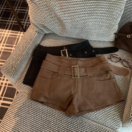 FA49738# 夏季秋冬鹿茸皮设计感辣妹短裤