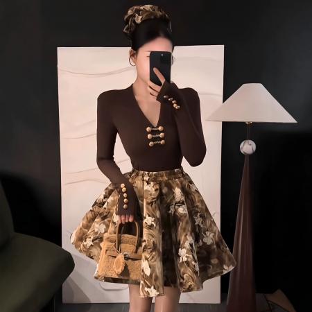 FA49739# 秋冬法式V领...