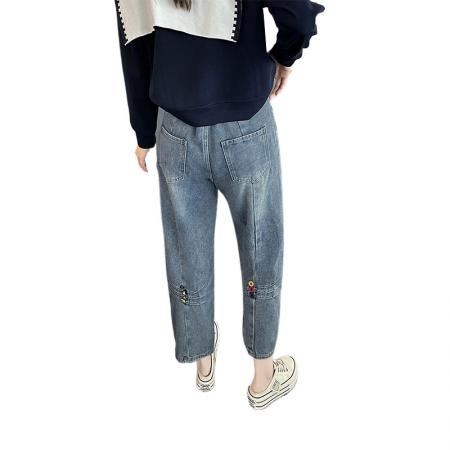 FA49746# -春秋直筒牛仔裤女高腰垂感小个子宽松大码八分阔腿裤女 服裝批發女裝批發服飾貨源