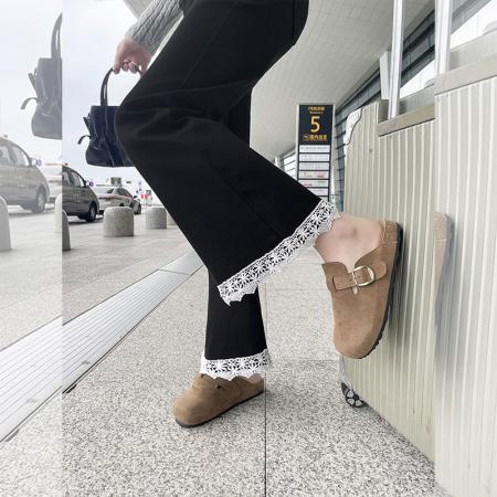 FA49747# -春秋蕾丝黑色微喇牛仔裤女高腰显瘦修身九分百搭喇叭裤女 服裝批發女裝批發服飾貨源