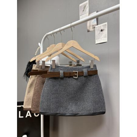 FA49775# 秋冬新款韩系简约复古撞色毛呢半身裙高级感百搭显瘦a字短裙 服裝批發女裝批發服飾貨源