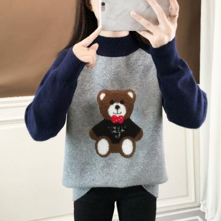 FA49793# 初中生小熊毛衣女秋冬新款内搭高中学生大童女生打底针织衫 服裝批發女裝批發服飾貨源
