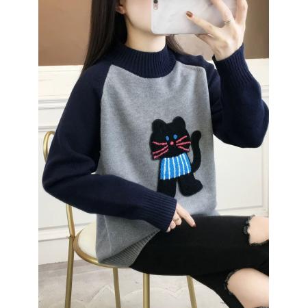 FA49794# 新款秋冬毛衣少女初中高中学生女大童加厚内搭打底针织衫上衣 服裝批發女裝批發服飾貨源