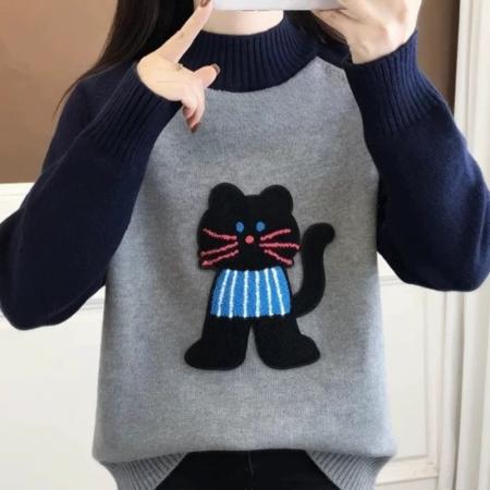 FA49794# 新款秋冬毛衣少女初中高中学生女大童加厚内搭打底针织衫上衣 服裝批發女裝批發服飾貨源