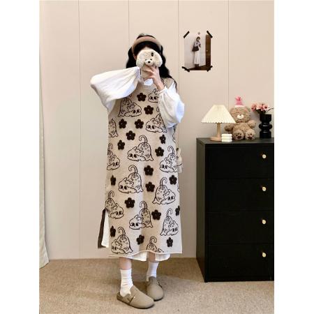 FA49800# 小懒猫立体花花羊毛毛衣背心裙复古日系毛衣裙棉纱衬衫裙 服裝批發女裝批發服飾貨源