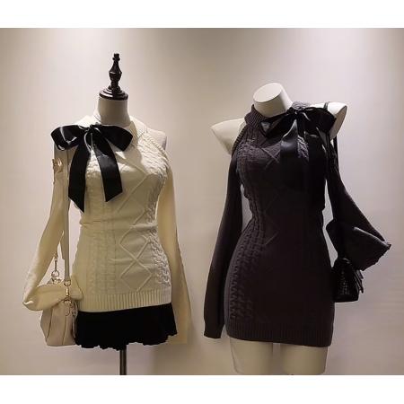 FA49831# 长袖复古包臀裙毛衣千金感显瘦收腰 服裝批發女裝批發服飾貨源