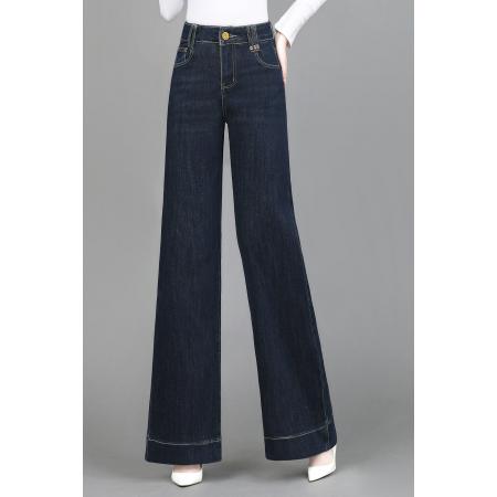 FA49877# 复古蓝色阔腿牛仔裤女秋冬季新款高腰显瘦爆款小个子直筒裤 服裝批發女裝批發服飾貨源