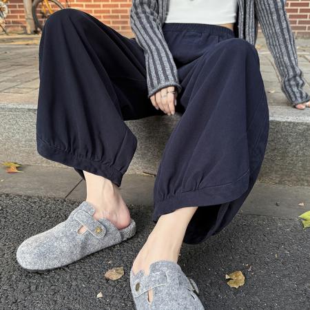 FA49885# 秋冬新款松弛感白色阔腿灯笼裤女宽松哈伦裤九分裤气球裤 服裝批發女裝批發服飾貨源