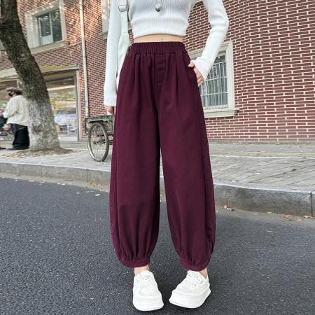 FA49885# 秋冬新款松弛感白色阔腿灯笼裤女宽松哈伦裤九分裤气球裤 服裝批發女裝批發服飾貨源