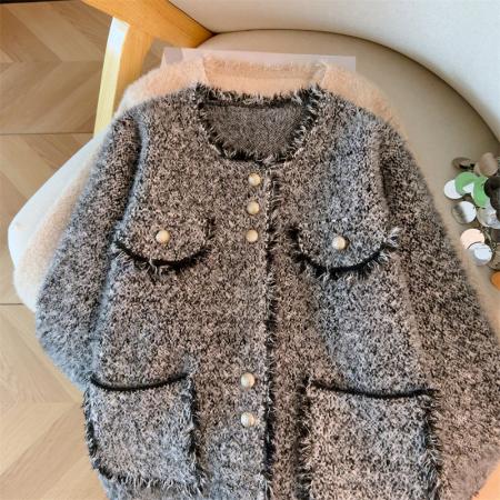 FA49890# 法式气质小香风外套女春秋新款名媛毛边短款长袖针织衫ins 服裝批發女裝批發服飾貨源