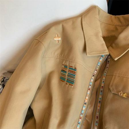 FA49901# 刺绣工装夹克男女春秋设计感翻领棒球服外套 服裝批發女裝批發服飾貨源