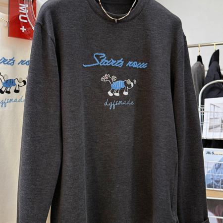 FA49903# 韩系卡通印花磨毛长袖T恤女秋冬内搭磨毛慵懒风宽松打底衫上衣ins 服裝批發女裝批發服飾貨源